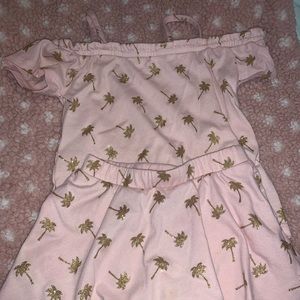 Pink and gold palm trees matching set